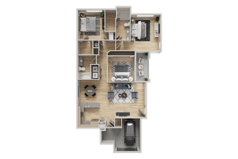 Floor plan for 3 beds, 2 baths, 1338 sqft
